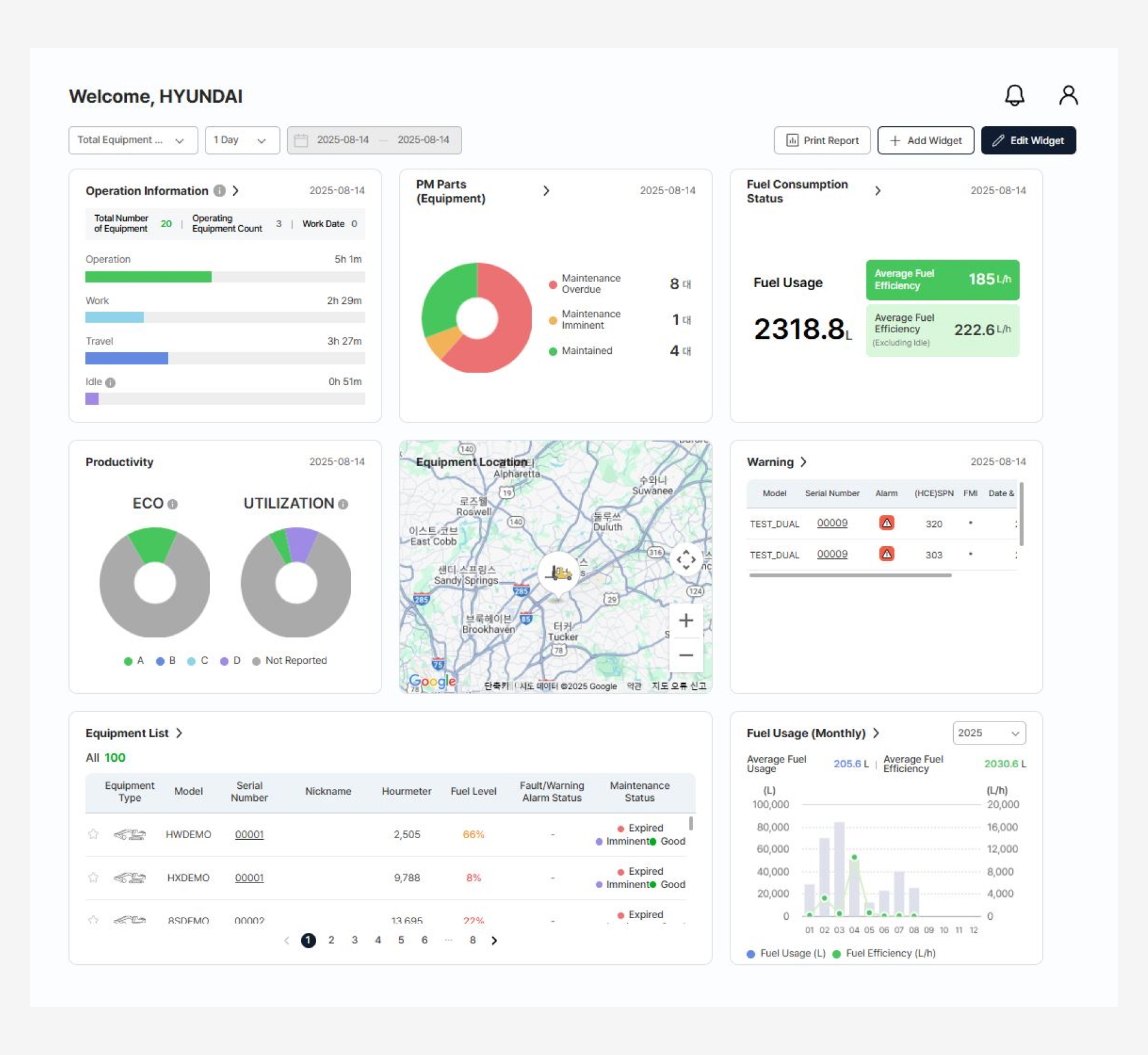장비 원격 관리 시스템 페이지 메인 페이지
