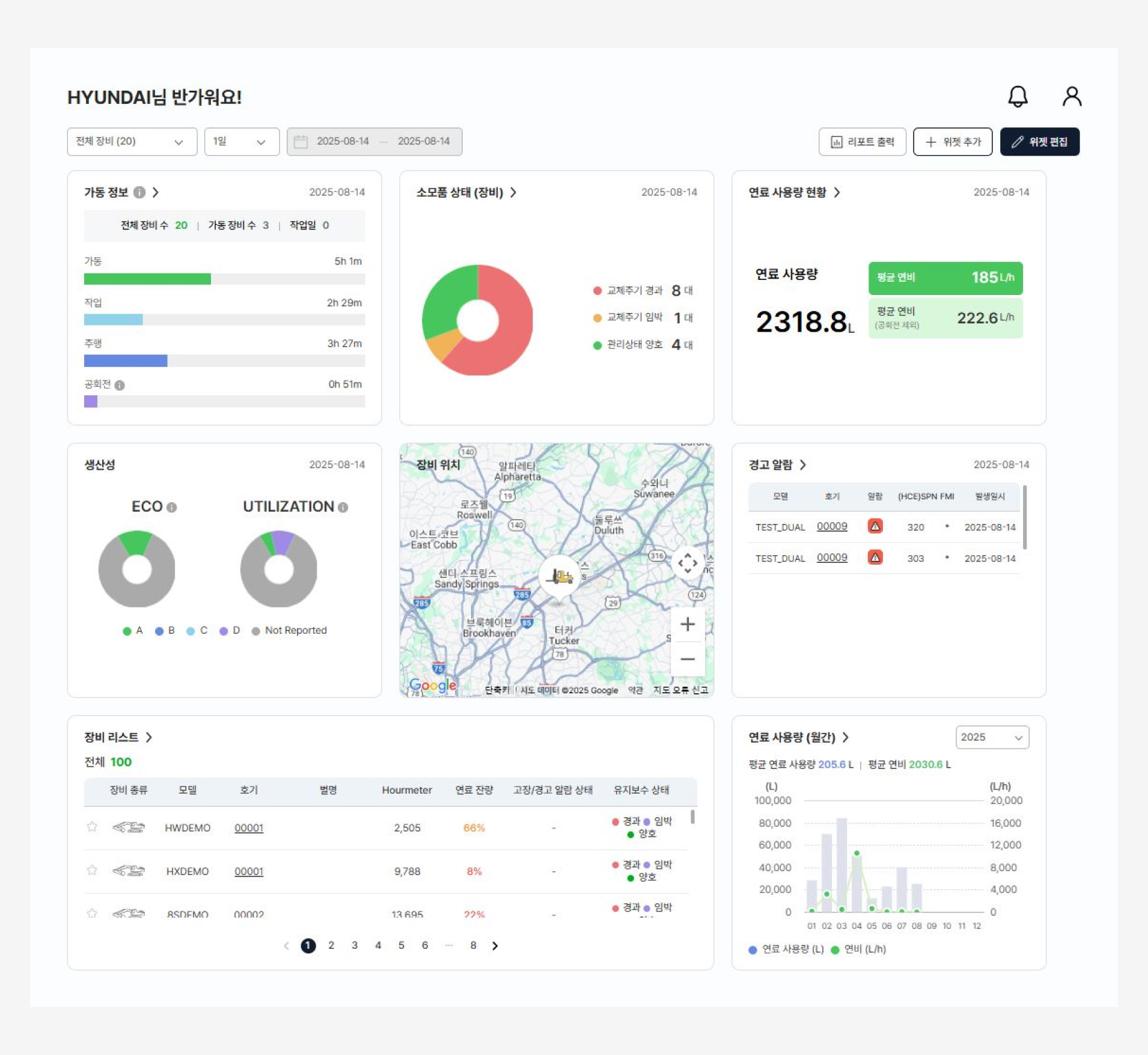 장비 원격 관리 시스템 페이지 메인 페이지